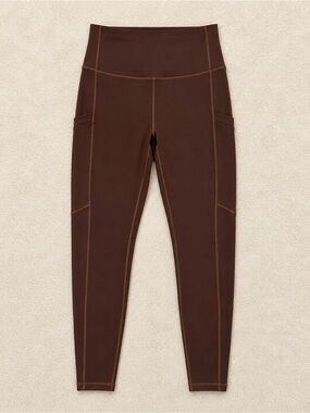 Fabletics Small Brown High Waisted Leggings Pocket Yoga Athletic Pants